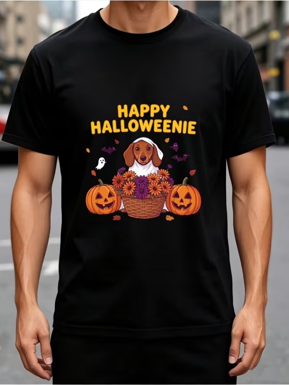 Happy Halloweenie Dachshund Halloween Graphic T-Shirt